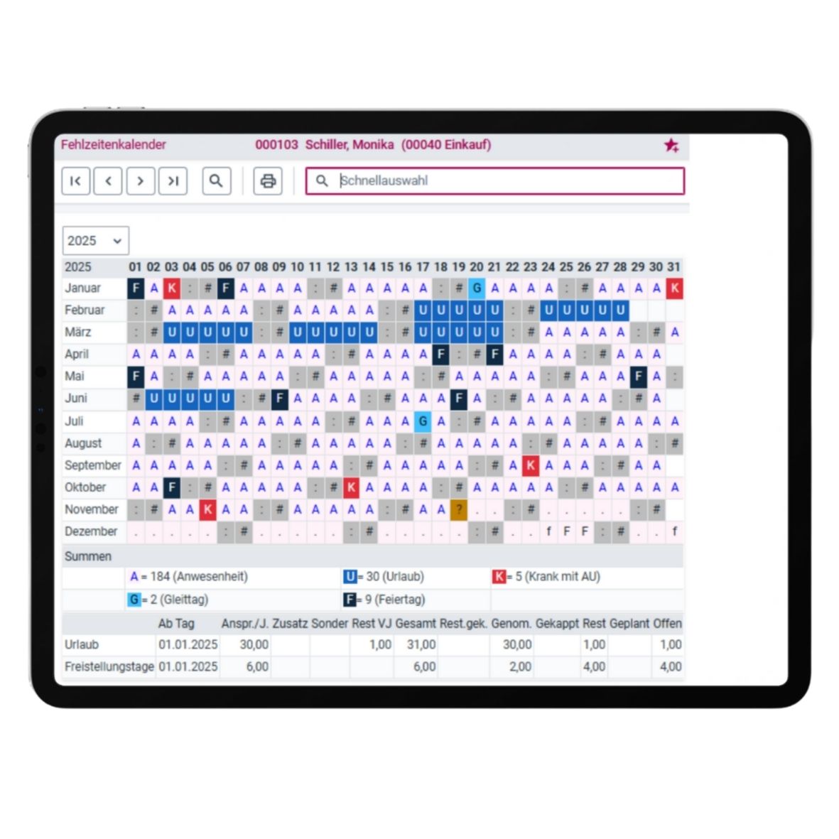 Fehlzeiterfassung und Abwesenheitsverwaltung in AVERO®