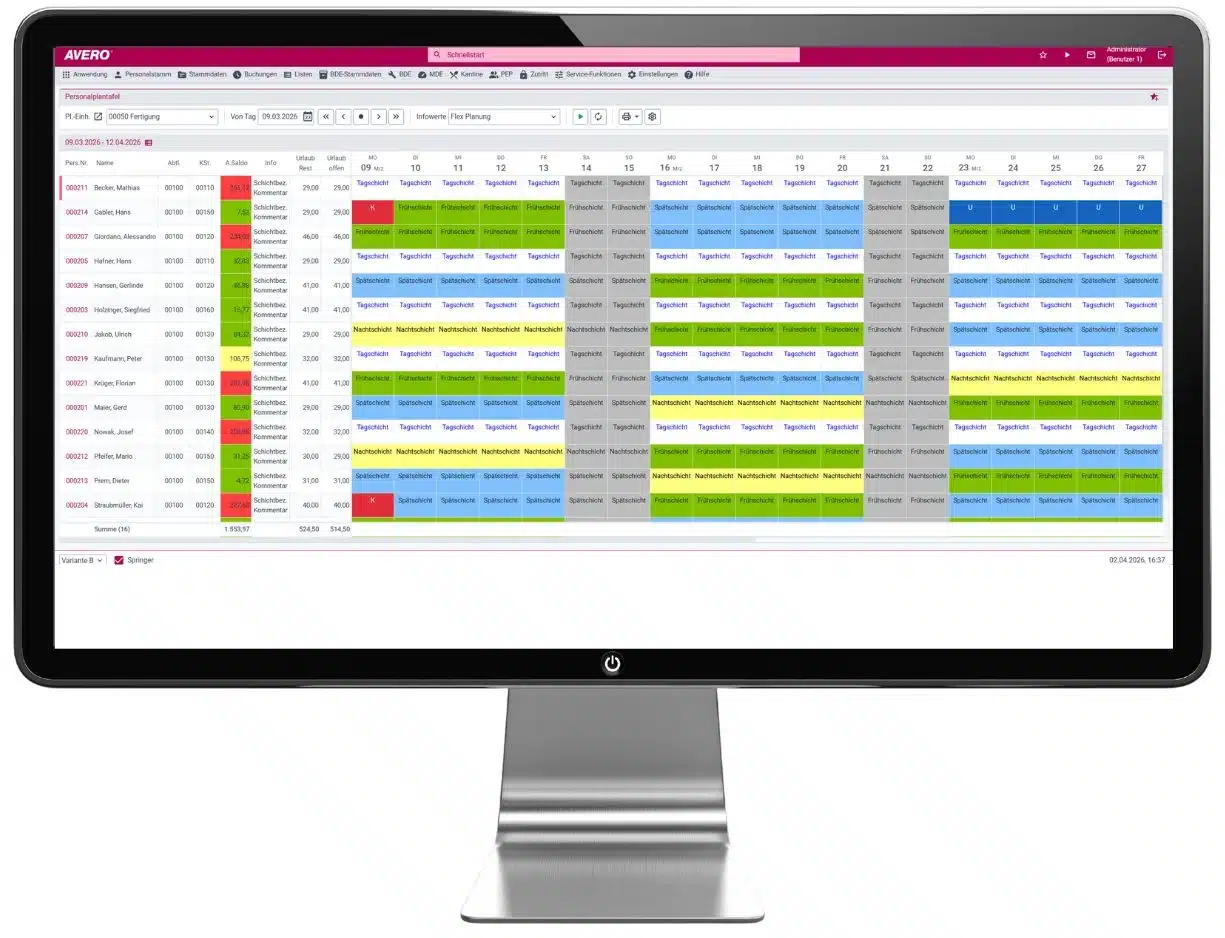AVERO-Zeiterfassungssoftware AVERO-Zeiterfassungssoftware