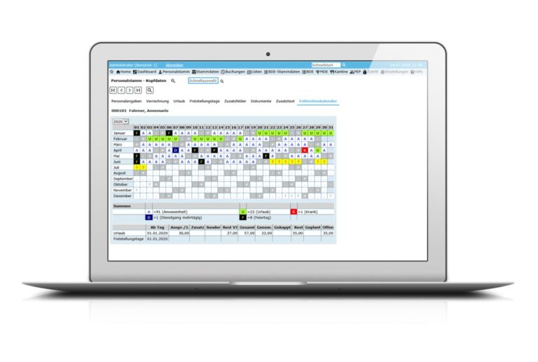 Zeiterfassungssoftware im Überblick am Laptop